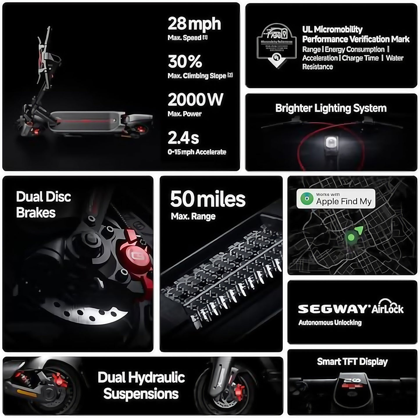 Xiaomi Ninebot Segway E2 Pro Adult Foldable Portable Electric Scooter